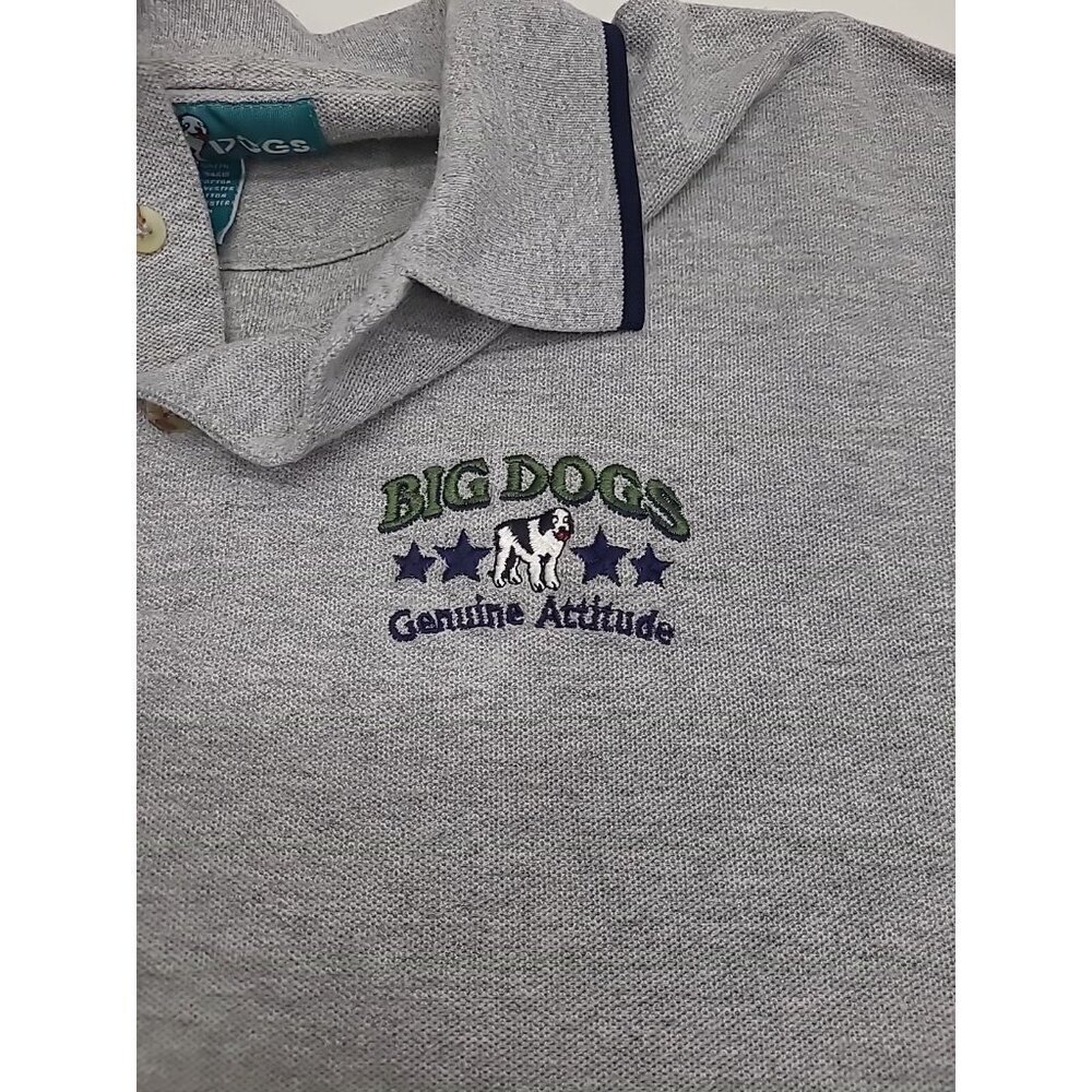 Vintage Big Dogs Polo Shirt Men's Size XL Embroidered Logo Y2K Grey - Picture 4 of 8